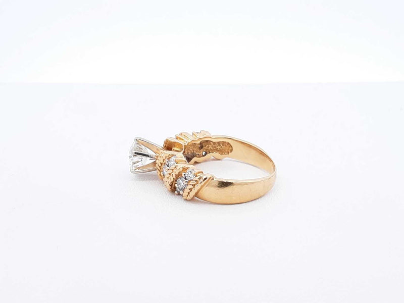 1.38 Cttw Diamond & 18k Yellow Gold Rope Ring 7.4 Grams Size 6 Fw0925lwxzdu