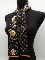 Louis Vuitton Bandeau Vivienne And Beyond Black Silk Scarf Do0826orxde