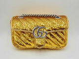 Gucci Gg Marmont Gold Sequin Chain Shoulder Bag Fw1224cxzdu