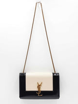 Yves Saint Laurent Small Kate Chain Bag In Alabaster & Black Leather Fw0926ezxdu