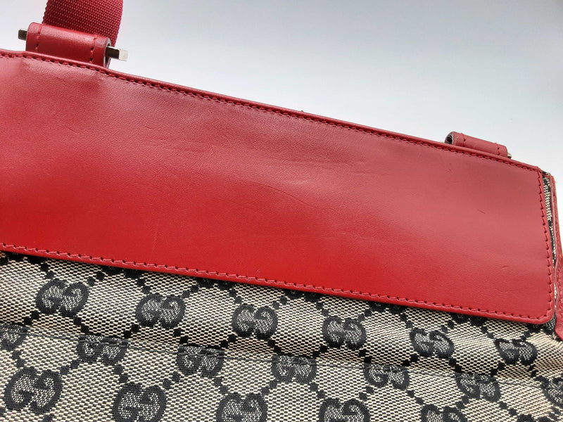 Gucci Monogram Canvas & Red Leather Messenger Crossbody Bag Eb1024lxzsa