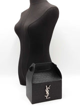 Yves Saint Laurent Take-away Top Handle Bag In Black Monogram-embossed Leather Fw026rzxdu