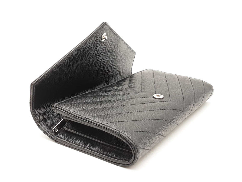 Yves Saint Laurent Cassandre Black Matelassé Leather Flap Wallet Fw0925ooxdu
