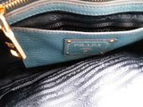 Prada Vitello Daino Push Lock Dbl Buckle Blue Handbag Aa0926wzxsa