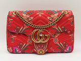 Gucci Marmont Medium Shoulder Bag In Red Silk Jacquard Fw0826crzdu