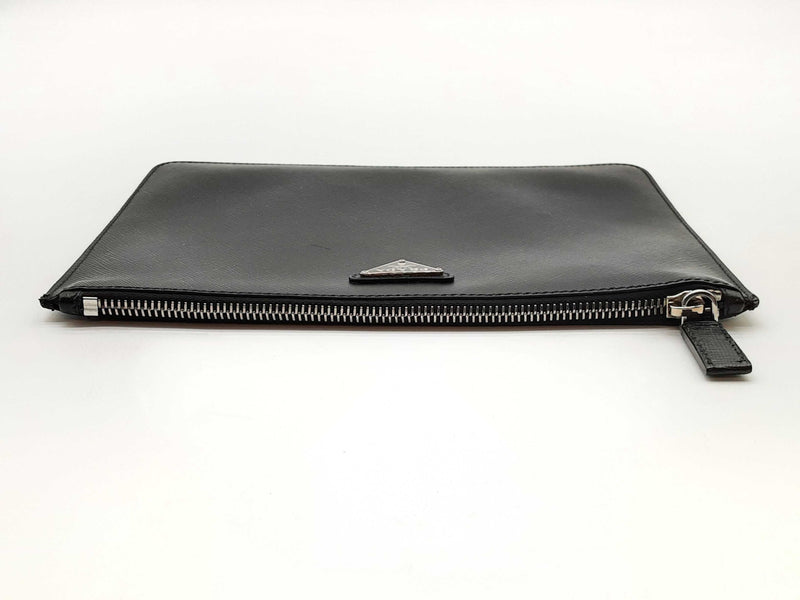 Prada Black Saffiano Leather Zip Clutch Do0125lrxde