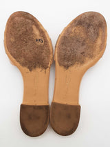 Salvatore Ferragamo Beige Patent Leather Vara Bow Slides Size 6 Eb0925lxzde