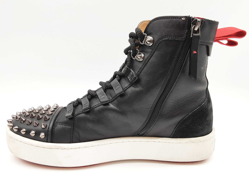 Christian Louboutin Smartic Black Leather Studded Boots Size Eu 44 Do0325wxzde