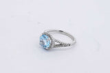 Light Blue Gemstone & Diamond Ring In 14k White Gold 2.7g Size 3.75 Eb0426oixsa