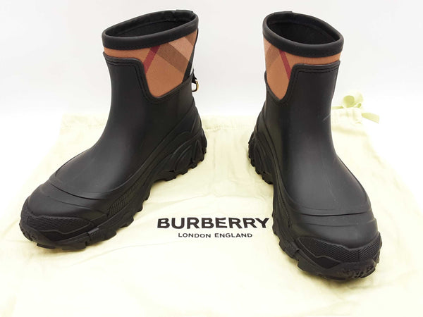 Burberry Ryan House Check Black Rubber Rain Boots Size Eu 40 Do0225lrxde