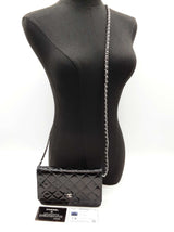 Chanel Wallet On Chain Black Quilted Patent Leather Crossbody Bag Do0825lpcrde