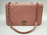 Chanel Flapbag Light Pink Leather Studded Chevron Shoulder Bag Do0924ooxzde