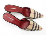 Burberry Nova Check Kitten Heel Mules In Cotton Canvas Size 36.5 Fw1225wxdu
