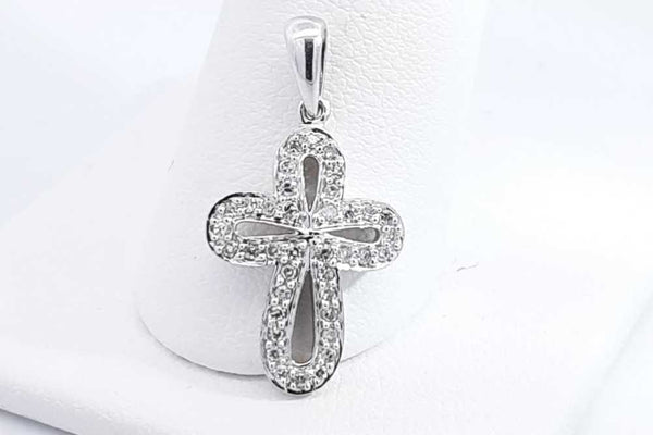 Diamond Cross Pendant In 14k White Gold 1.6 Grams Eb0924crsa