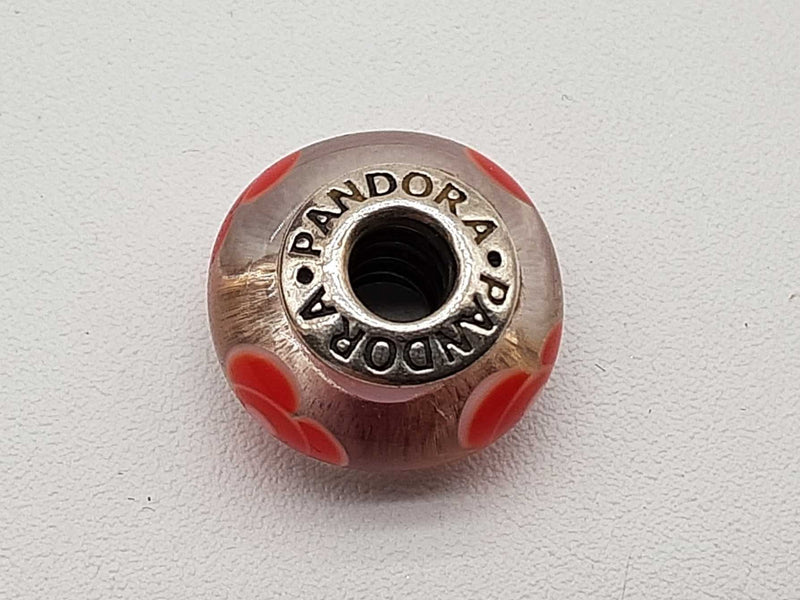 Pandora Pink Red Flowers For You Murano Glass 0.925 Silver 3.4g Charm