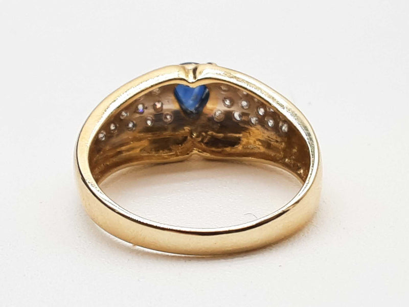 Approx 0.2 Ctw Diamonds 14k Two-tone Gold Sapphire 7.1g Ring Size 7 Do0125orxde