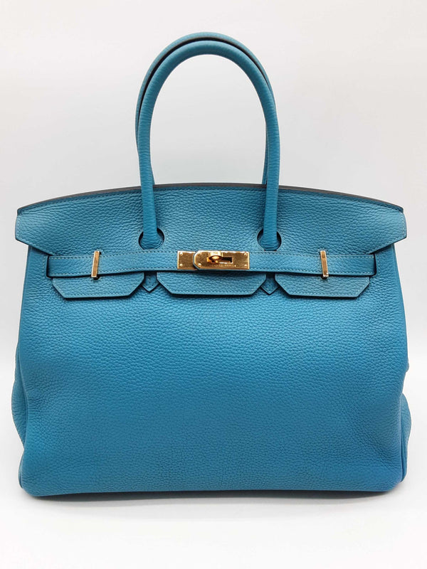 Hermes Birkin 35 Bleu Izmir Blue Clemence Gold Hardware Handbag Do0924crxzde