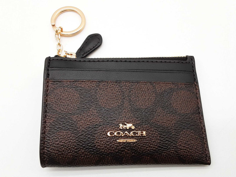 Coach Mini Skinny Brown Signature Coated Canvas Id Case Do0325orde