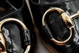 Gucci Black Patent Leather Peep Toe Wedges Size 10.5 B Eb1225crde