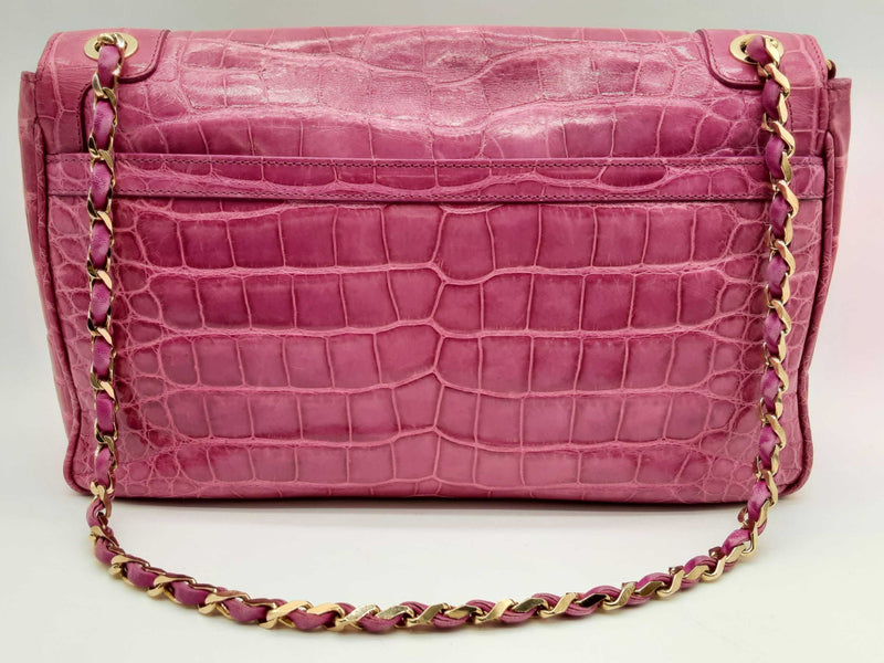 Gianni Versace Pink Crocodile Embossed Leather Shoulder Bag Do1124lxzxde