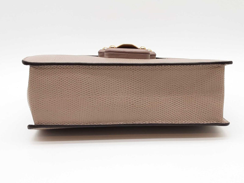 Dolce & Gabbana Lucia Grey Lizard Embossed Shoulder Bag