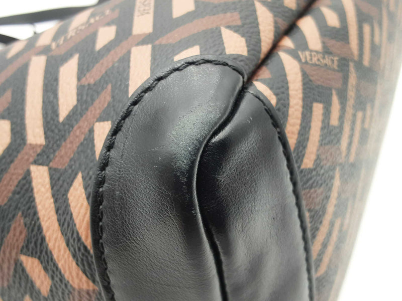 Versace La Greca Medusa Music Signature Shopper Tote Brown Aa0525wxzsa