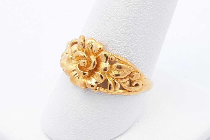 24k Yellow Gold Flower Ring 4.7 Grams Size 8.5 Eb0924olrsa