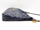 Chanel 22 Tote Bag In Navy Blue Diamond-quilted Shiny Calfskin Fw1225orxzdu
