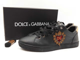 Dolce & Gabbana Black Gold Leather Heart Sneakers Size 11 Sd0126ozxdu