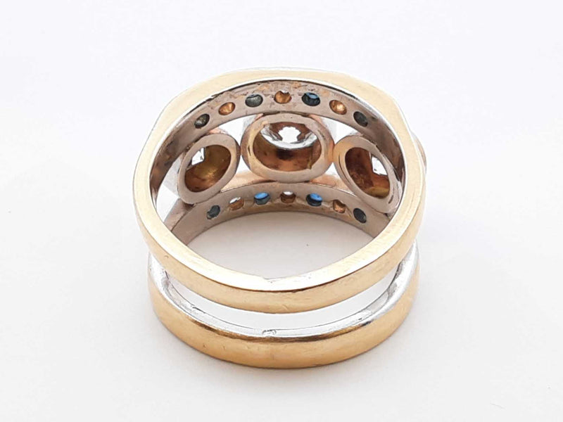 2.08 Cttw Diamond & Topaz Ring In 14k White Gold 8.9 Grams Size 5 Fw1124wwxzdu