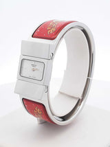 Hermès Loquet 19mm Bangle Watch In Stainless Steel & Red Enamel Fw1026lrxdu