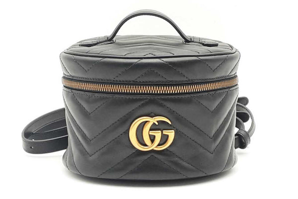 Gucci Gg Matelasse Marmont Round Black Leather Backpack Eb1224ixzsa