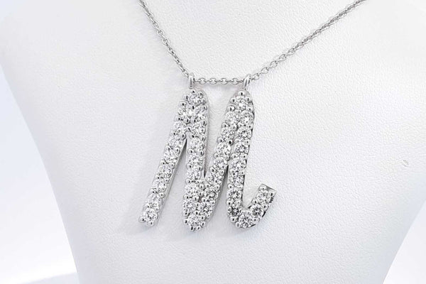 2.16ctw Lab Grown Diamond M Pendant Necklace 14k White Gold 8.6g Eb0125scrsa