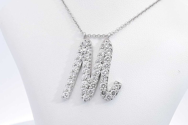 2.16ctw Lab Grown Diamond M Pendant Necklace 14k White Gold 8.6g Eb0125scrsa