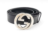 Gucci Interlocking G 40mm Belt In Black Guccissima Leather Size 40 Fw0926lrxdu