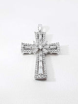 0.98 Cttw Diamond & 10k White Gold Cross Pendant 3.5 Grams Fw0726orzdu
