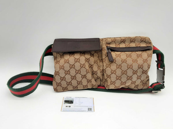 Gucci 28566 Gg Beige Canvas Nylon Web Belt Bag Do1224lxzde