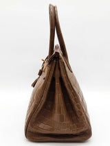 Hermes Birkin 30 Matte Alezan Brown Crocodile Gold Handbag Do0126wxzxzde