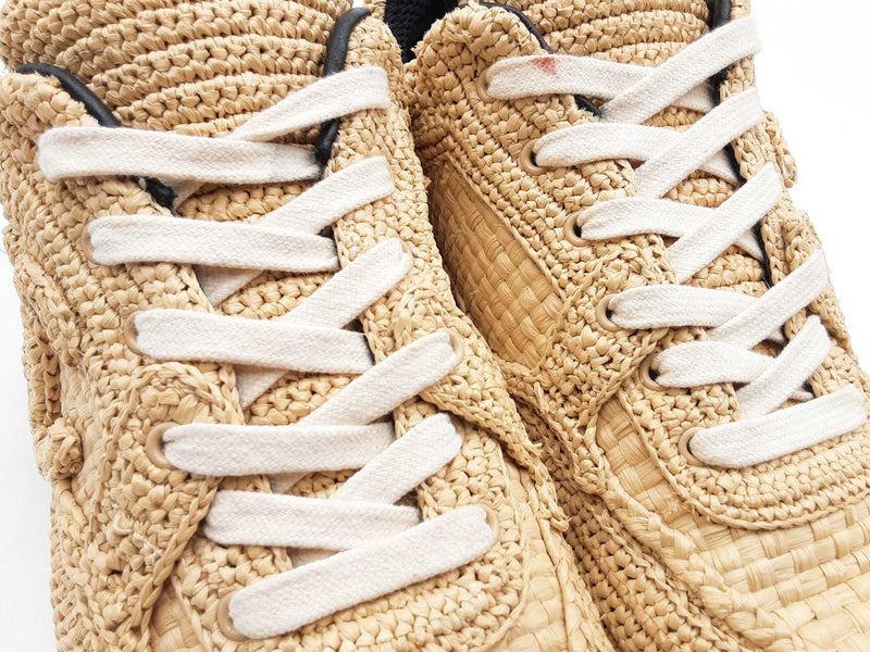 Chanel Interlocking Cc Logo Braided Raffia Sneakers Size Eu 38 Fw1124orxsa