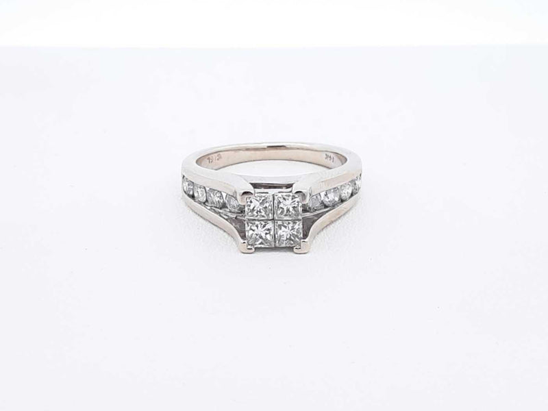 1.34 Cttw Diamond & 14k White Gold Engagement Ring 5.7 Grams Size 6 Fw1124wrxdu