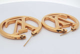 Louis Vuitton Louise Lv Circle Logo Gold Tone Hoop Earrings 23 Grams Eb0726oxzsa