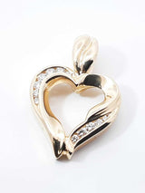 0.21 Cttw Diamond & 14k Yellow Gold Open Heart Pendant 8.2 Grams Fw0726rxzdu