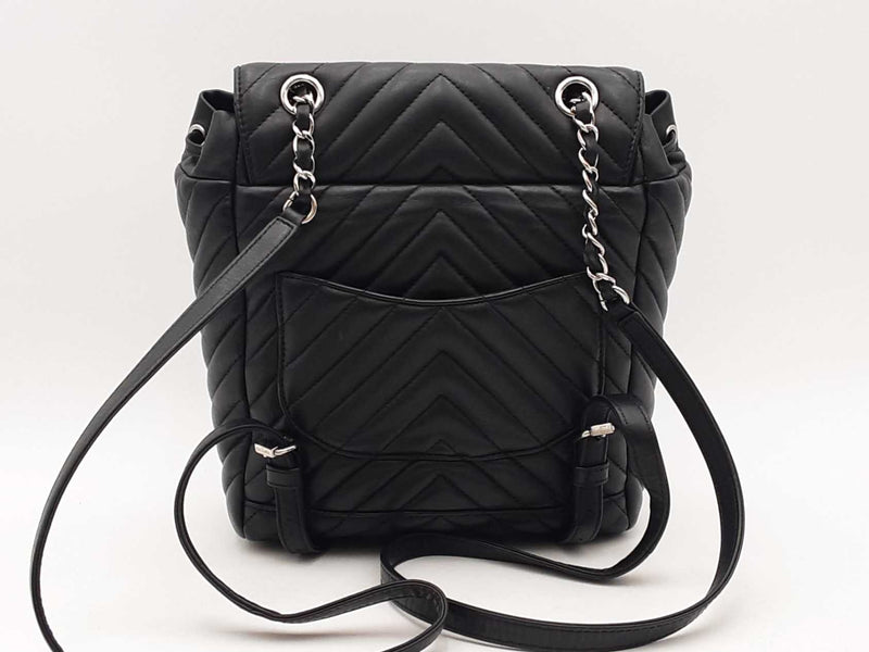 Chanel Chevron Quilted Small Urban Spirit Backpack Black Aa0625ozxzsa