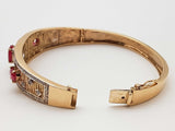 Synthetic Rubies 10k Yellow Gold 23.0g Bangle Bracelet 6.5 In Do0325sxzde