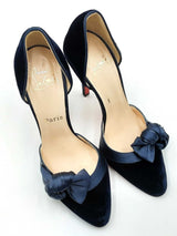 Christian Louboutin Biba D'orsay Blue Velvet Pumps Size Eu 36 Us 6 Fw0725rzdu