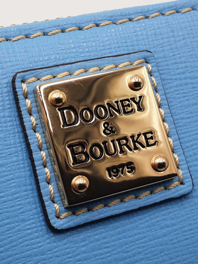 Dooney & Bourke Medium Zip Around Wallet In Sky Blue Saffiano Leather Fw0725pzdu