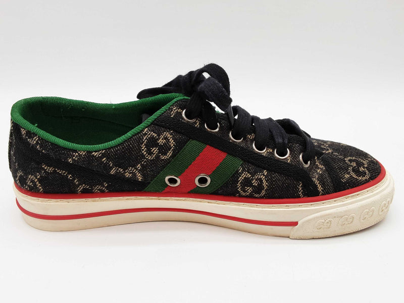 Gucci 606110 Tennis 1977 Black Gg Jacquard Denim Shoes Size Eu 35.5 Do0825lxzde