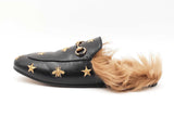 Gucci Princetown Embroidered Slippers In Black Leather Size Eu 41 Fw1225lrxdu