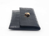 Alexander Mcqueen Black Embossed Croc Calfskin Trifold Wallet Sd0825rzsa