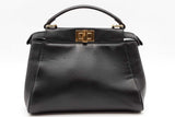 Fendi Peek-a-boo Black Leather Top Handle Bag Eb0426cxzde